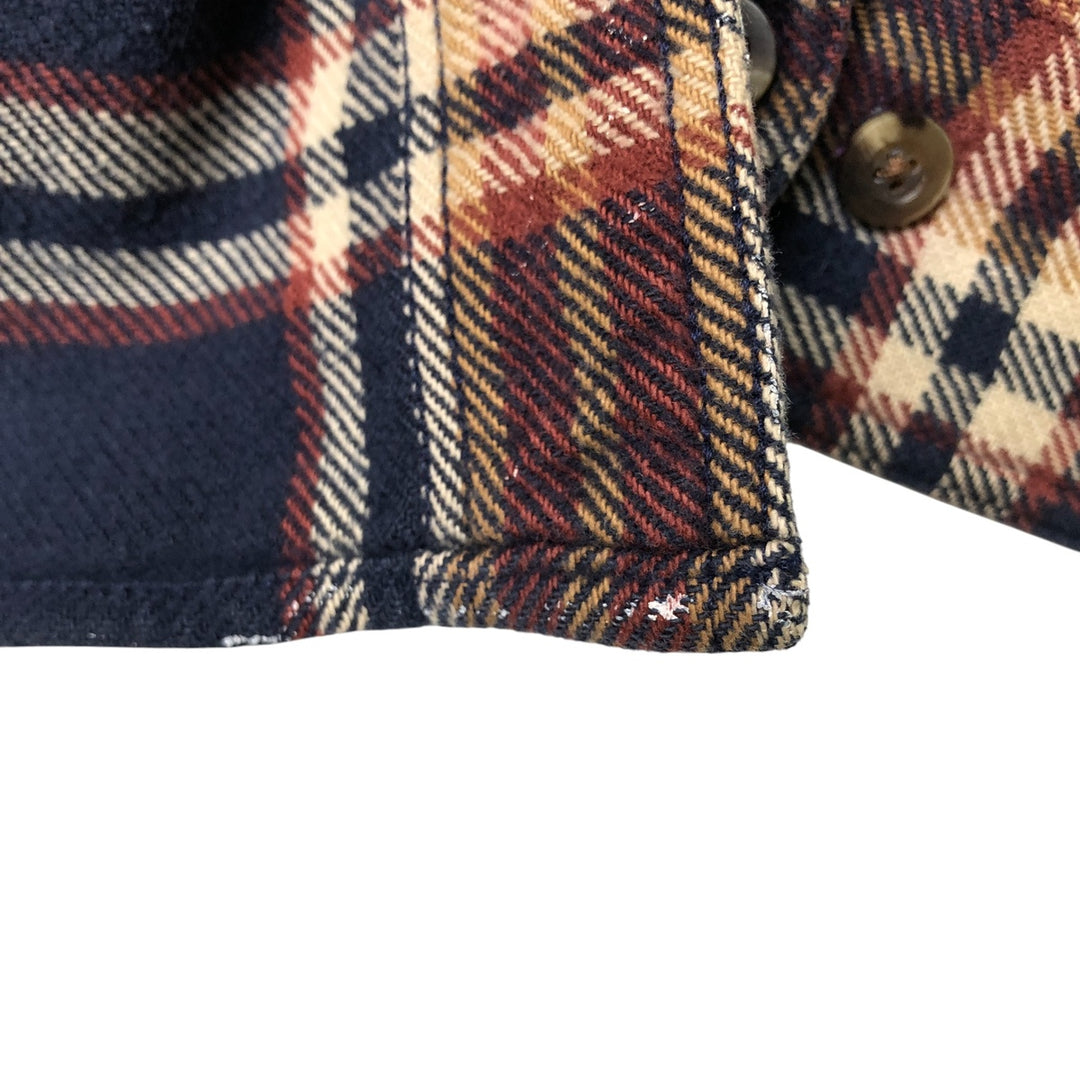 Vintage 80s-90'S Lands' End long-sleeved flannel check box shirt, men's size L cotton navy blue type Vintage Second Hand