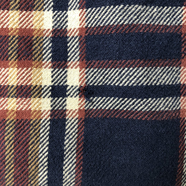 Vintage 80s-90'S Lands' End long-sleeved flannel check box shirt, men's size L cotton navy blue type Vintage Second Hand