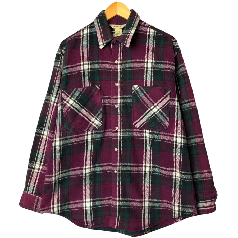St. John's Bay long-sleeved flannel check shirt, made in the USA, men's size L cotton Purple type red-purple Vintage Second Hand vintage-clothing -store-jam St. John's Bay long-sleeved flannel check shirt, made in the USA, men's size L cotton Purple type red-purple Vintage Second Hand vintage-clothing -store-jam
