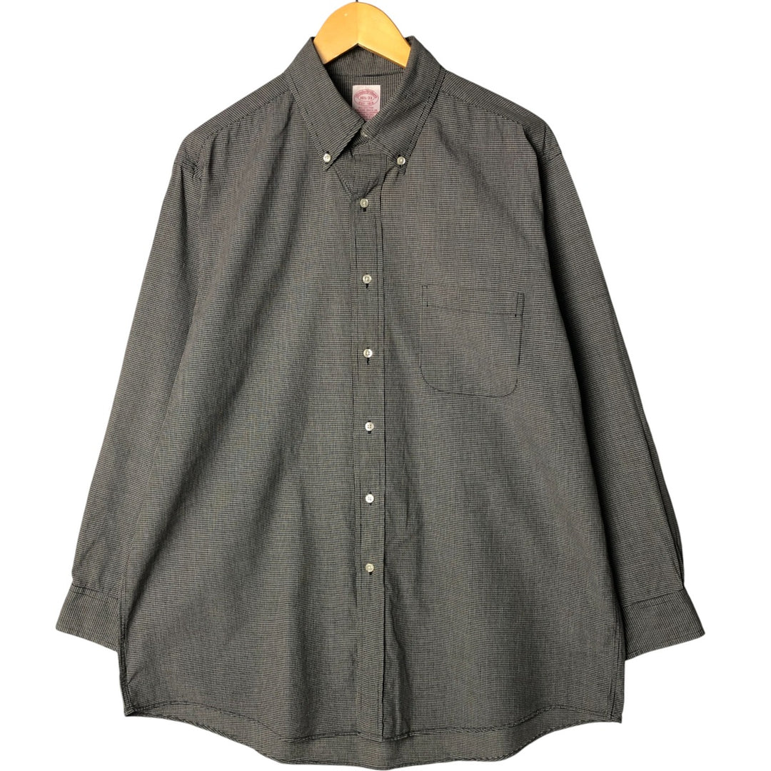 Brooks Brothers Est.1818 Long Sleeve Button-Down Check Shirt, Men's Size L cotton black type Vintage Second Hand