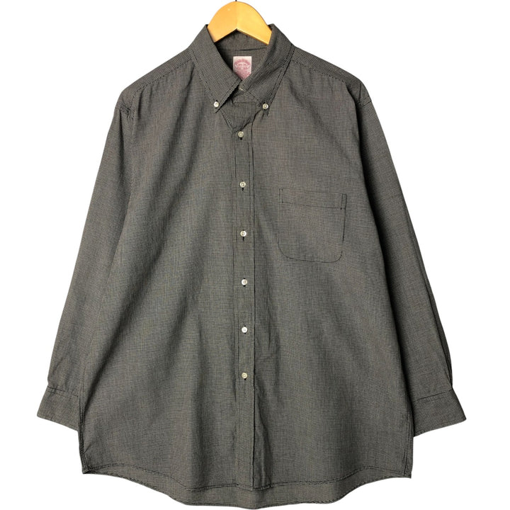 Brooks Brothers Est.1818 Long Sleeve Button-Down Check Shirt, Men's Size L cotton black type Vintage Second Hand