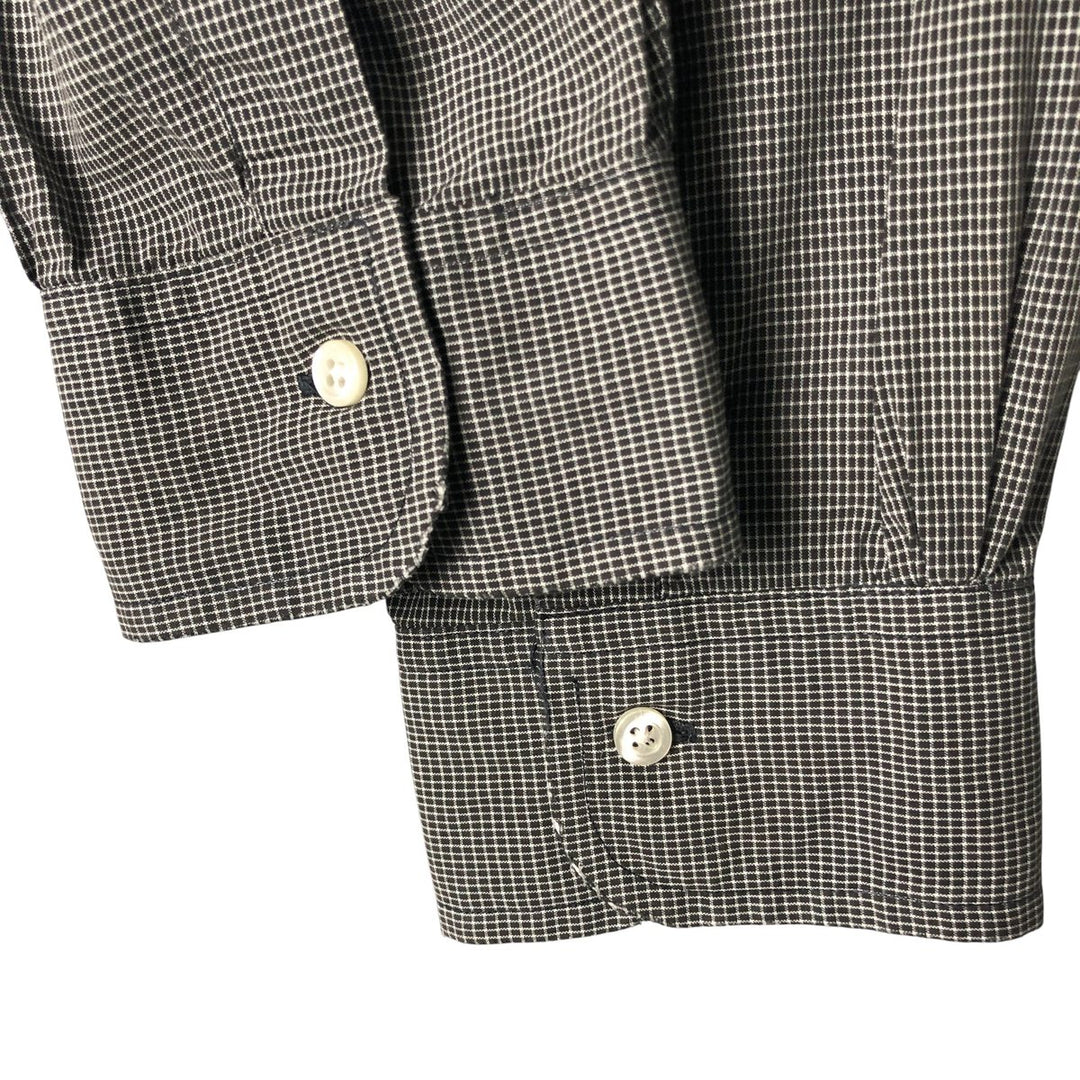 Brooks Brothers Est.1818 Long Sleeve Button-Down Check Shirt, Men's Size L cotton black type Vintage Second Hand