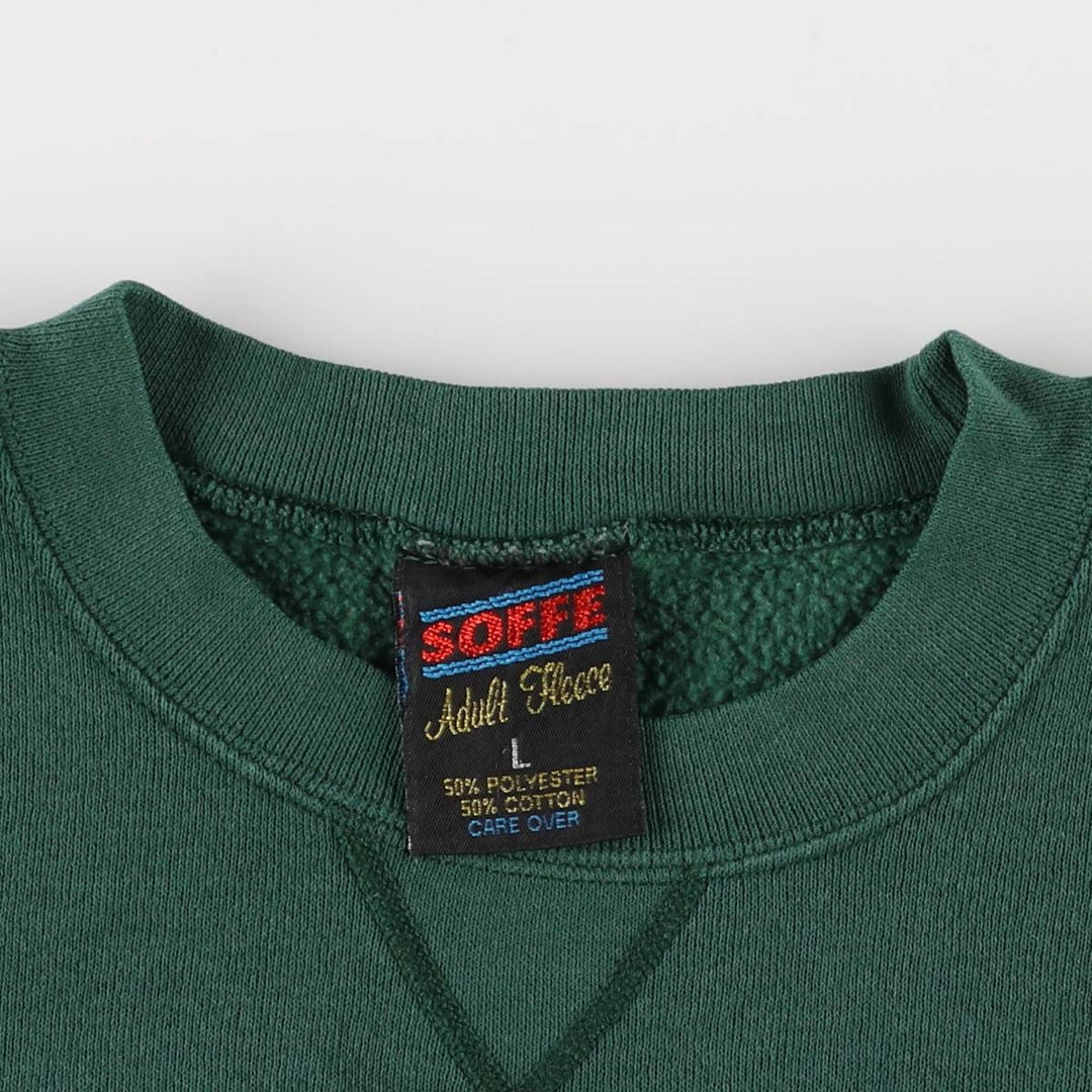 Vintage 80s-90'S SOFFE Supercotton college sweatshirt, made in the USA, size L, men's cotton Green type dark green Vintage Second Hand
