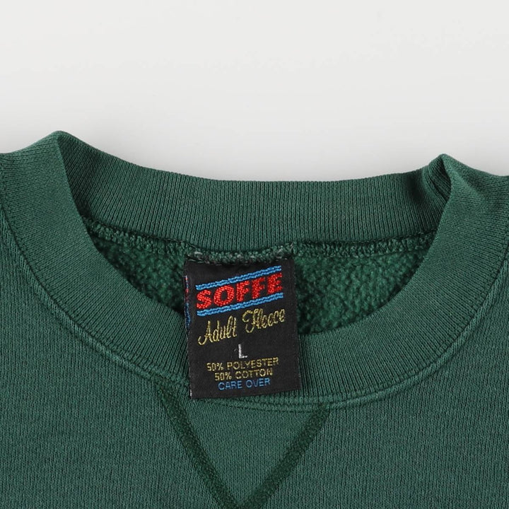 Vintage 80s-90'S SOFFE Supercotton college sweatshirt, made in the USA, size L, men's cotton Green type dark green Vintage Second Hand