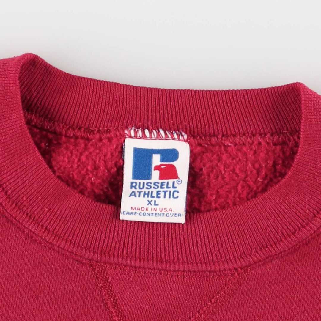 90'S Russell College Sweatshirt, Made in USA, Men's XL, Vintage cotton red type Vintage Second Hand