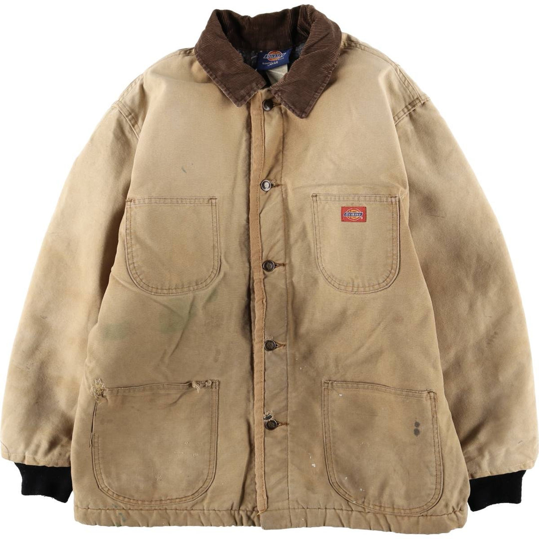 Dickies Michigan Chore Coat Style Padded Duck Work Jacket, Men's Size L, Vintage cotton Beige type Vintage Second Hand