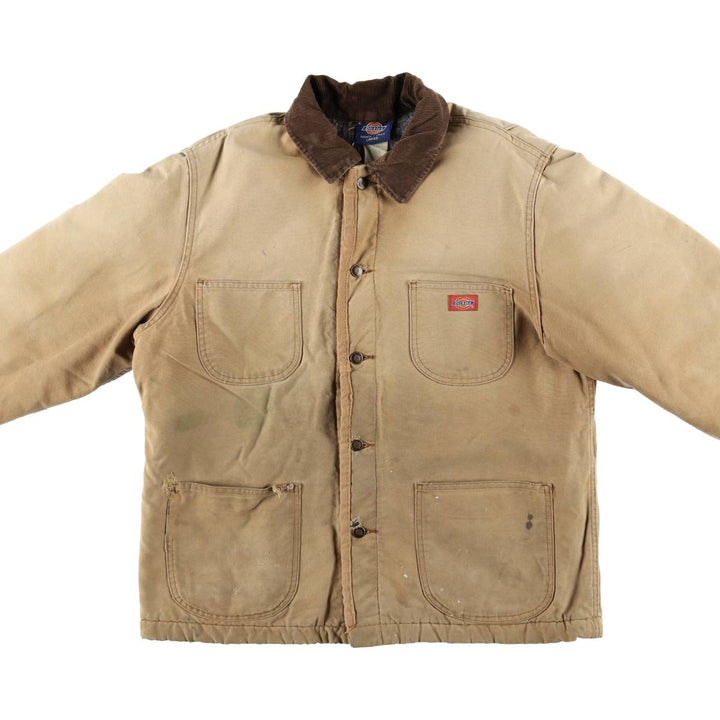 Dickies Michigan Chore Coat Style Padded Duck Work Jacket, Men's Size L, Vintage cotton Beige type Vintage Second Hand