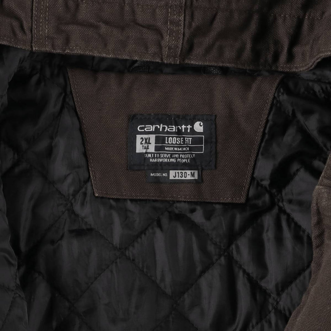 Carhartt Active Jacket, Padded Duck Full-Zip Hoodie, Men's XXL cotton brown type Vintage Second Hand