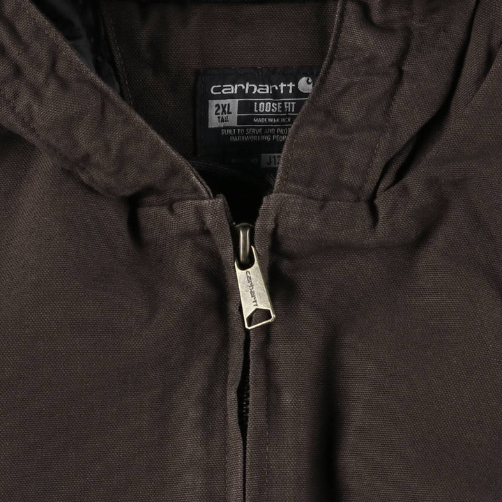 Carhartt Active Jacket, Padded Duck Full-Zip Hoodie, Men's XXL cotton brown type Vintage Second Hand