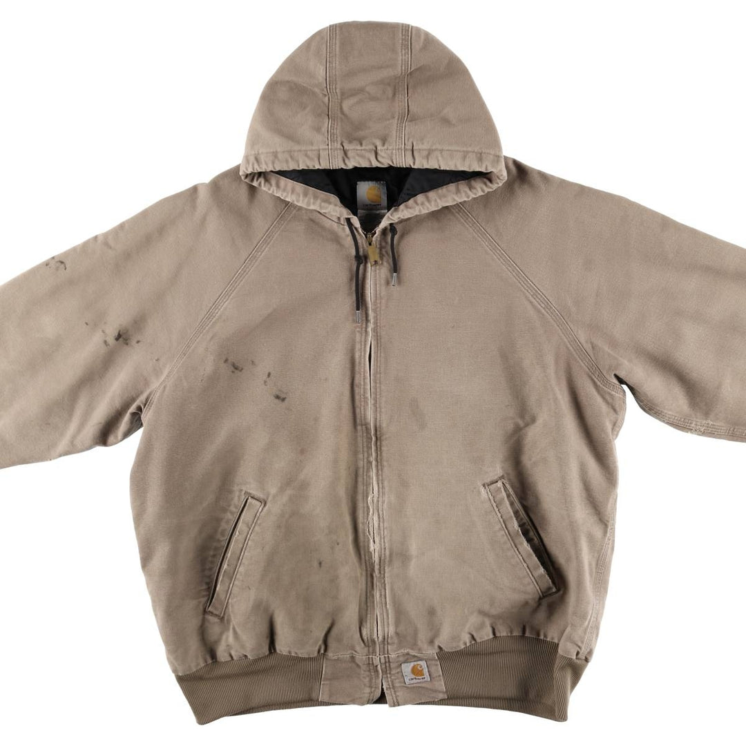 Carhartt Padded Duck Full Zip Hoodie, Men's XL cotton Beige type Vintage Second Hand