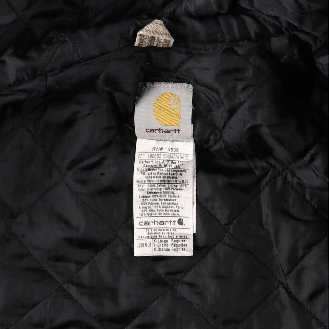 Carhartt Padded Duck Full Zip Hoodie, Men's XL cotton Beige type Vintage Second Hand