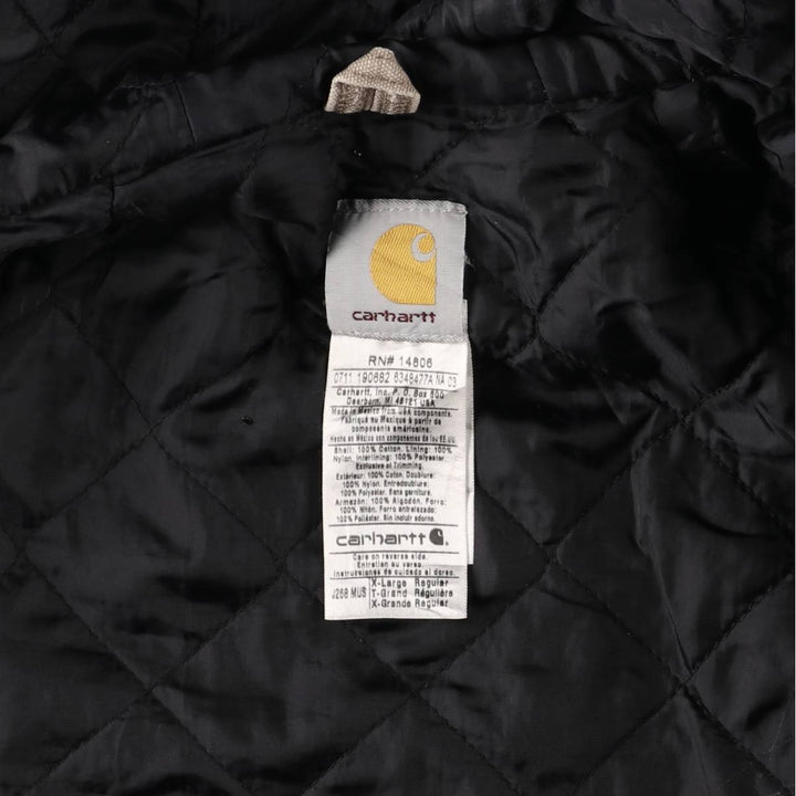 Carhartt Padded Duck Full Zip Hoodie, Men's XL cotton Beige type Vintage Second Hand