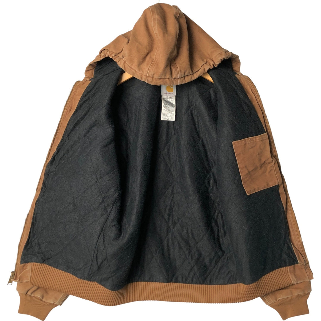 2000'S Carhartt Active Jacket, Padded Duck Full-Zip Hoodie, Women's, Size XL cotton brown type Vintage Second Hand