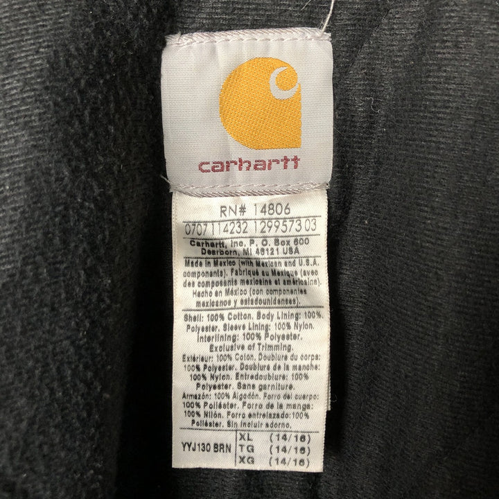 2000'S Carhartt Active Jacket, Padded Duck Full-Zip Hoodie, Women's, Size XL cotton brown type Vintage Second Hand