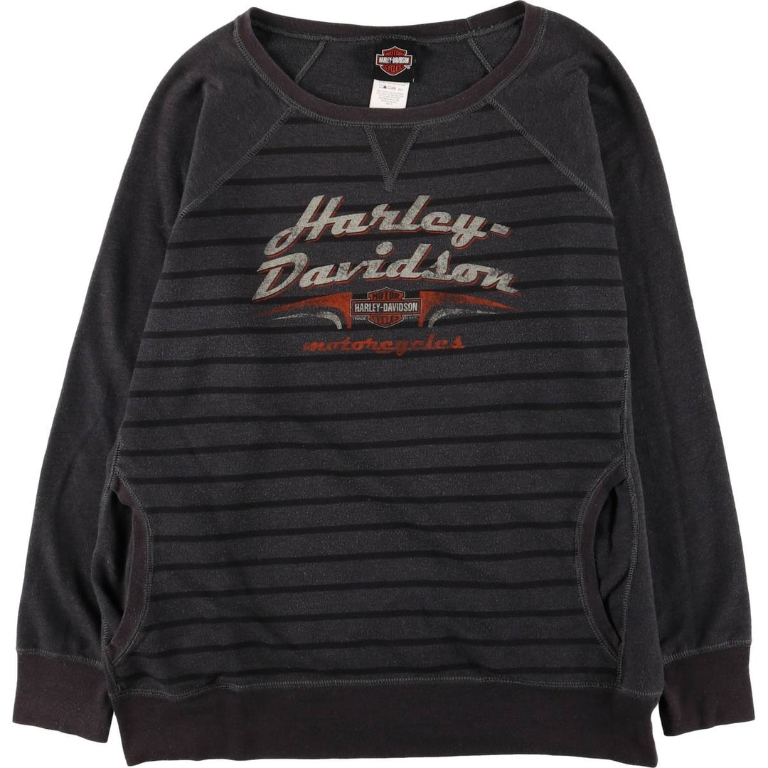Harley-Davidson Striped Pattern Print Sweatshirt, Men's XL cotton Charcoal Vintage Second Hand