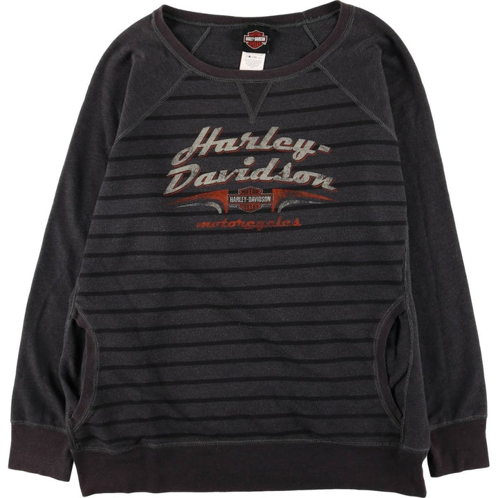 Harley-Davidson Striped Pattern Print Sweatshirt, Men's XL cotton Charcoal Vintage Second Hand