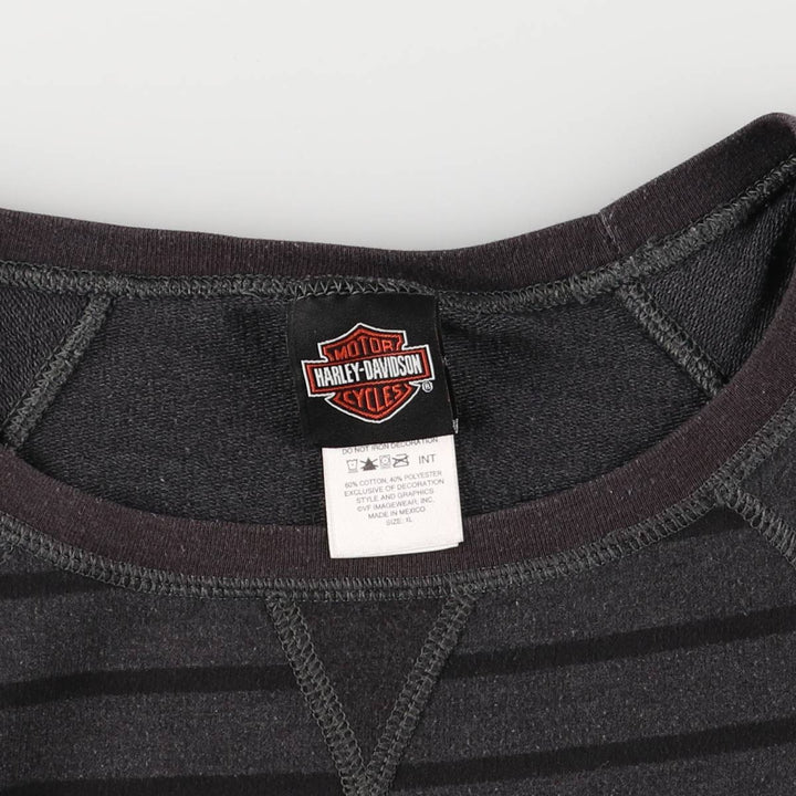 Harley-Davidson Striped Pattern Print Sweatshirt, Men's XL cotton Charcoal Vintage Second Hand
