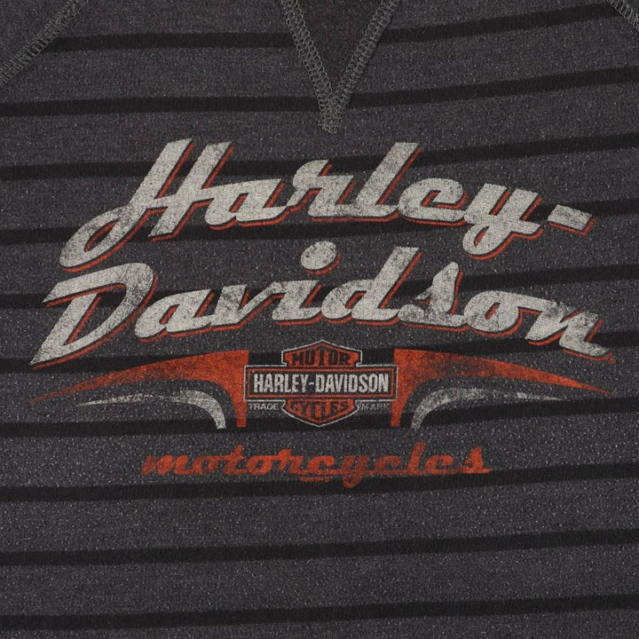 Harley-Davidson Striped Pattern Print Sweatshirt, Men's XL cotton Charcoal Vintage Second Hand
