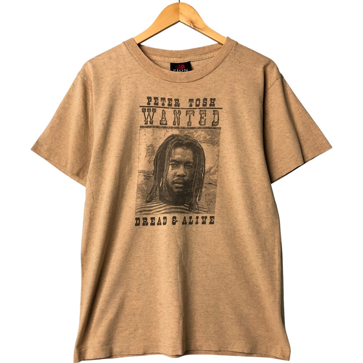 2000'S PETER TOSH band T-shirt, Made in USA, Men's Size M cotton beige type brown Vintage Second Hand