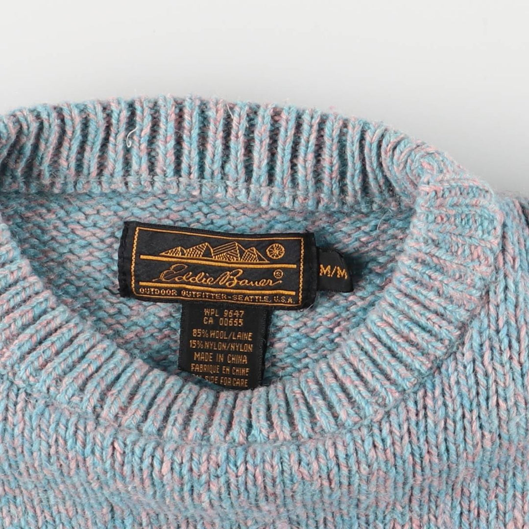 Vintage 80s-90'S Eddie Bauer wool knit sweater with black tag, size M, women's wool Blue type light blue Vintage Second Hand