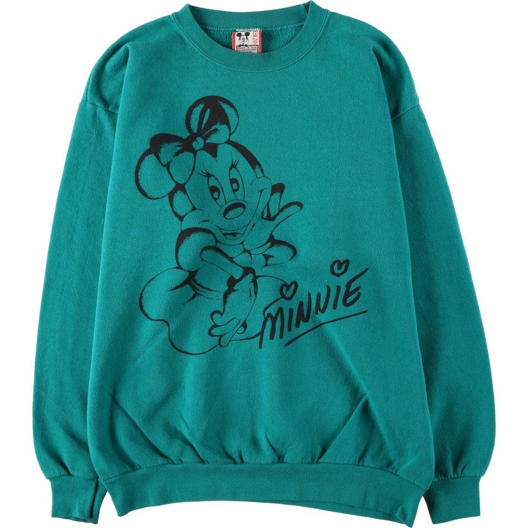 Vintage 90'S Disney Designs Minnie Mouse character sweatshirt, Made in USA, Women's XL polyester turquoise blue Vintage Second Hand