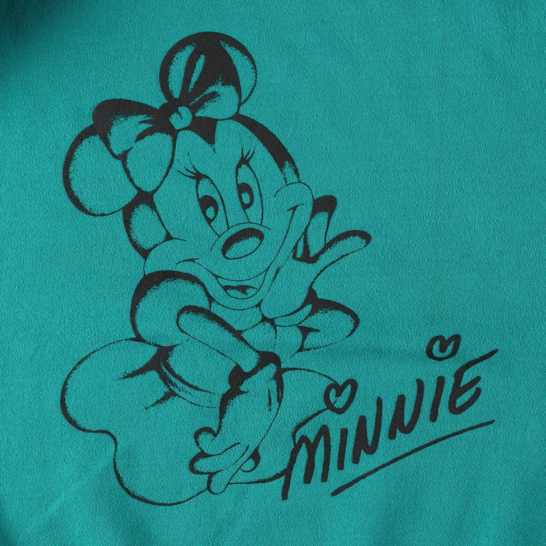 Vintage 90'S Disney Designs Minnie Mouse character sweatshirt, Made in USA, Women's XL polyester turquoise blue Vintage Second Hand