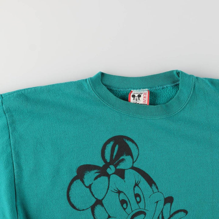 Vintage 90'S Disney Designs Minnie Mouse character sweatshirt, Made in USA, Women's XL polyester turquoise blue Vintage Second Hand