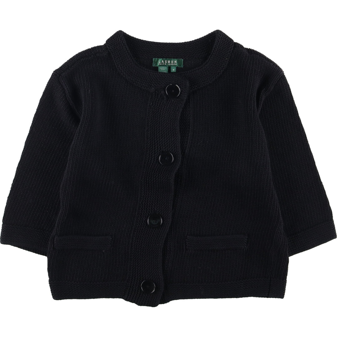 Ralph Lauren LAUREN 3/4 Sleeve Cropped Cotton Knit Cardigan, Women's Size M cotton navy blue type Vintage Second Hand