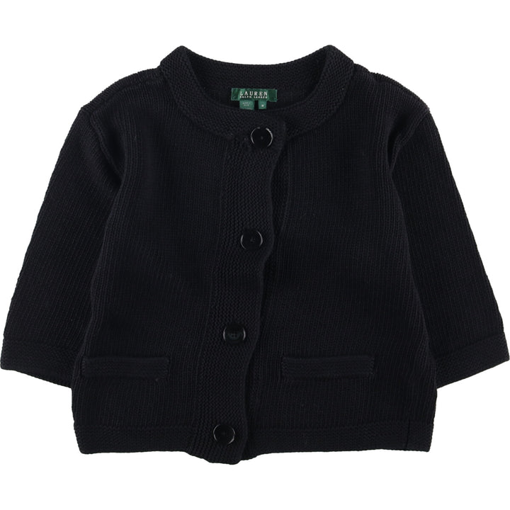 Ralph Lauren LAUREN 3/4 Sleeve Cropped Cotton Knit Cardigan, Women's Size M cotton navy blue type Vintage Second Hand