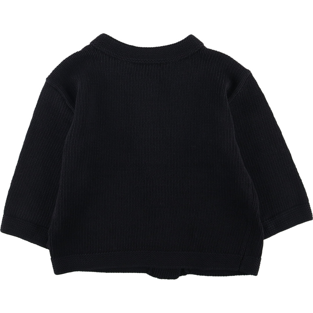 Ralph Lauren LAUREN 3/4 Sleeve Cropped Cotton Knit Cardigan, Women's Size M cotton navy blue type Vintage Second Hand