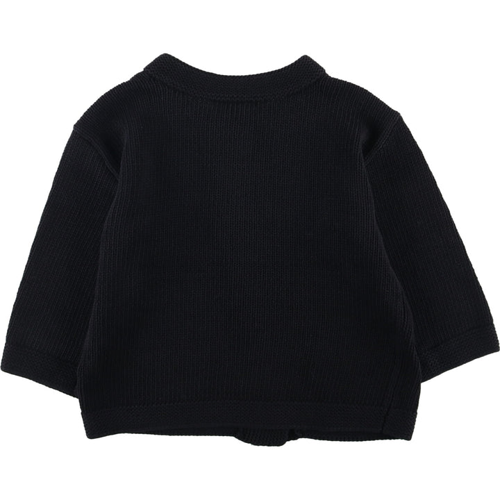 Ralph Lauren LAUREN 3/4 Sleeve Cropped Cotton Knit Cardigan, Women's Size M cotton navy blue type Vintage Second Hand