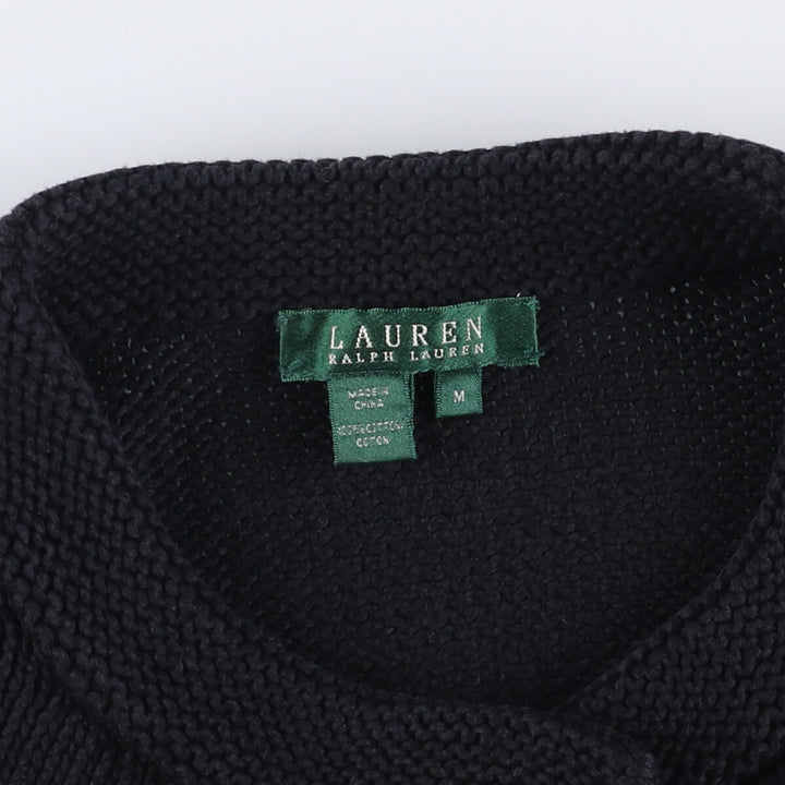 Ralph Lauren LAUREN 3/4 Sleeve Cropped Cotton Knit Cardigan, Women's Size M cotton navy blue type Vintage Second Hand