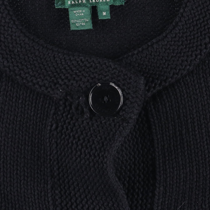 Ralph Lauren LAUREN 3/4 Sleeve Cropped Cotton Knit Cardigan, Women's Size M cotton navy blue type Vintage Second Hand