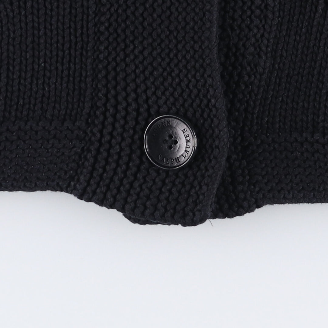 Ralph Lauren LAUREN 3/4 Sleeve Cropped Cotton Knit Cardigan, Women's Size M cotton navy blue type Vintage Second Hand
