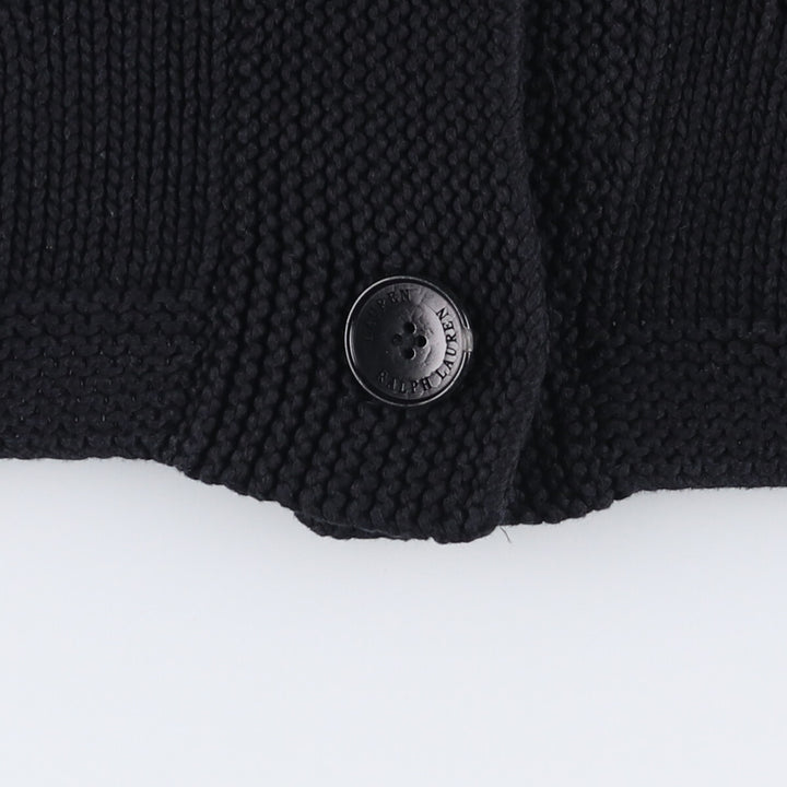 Ralph Lauren LAUREN 3/4 Sleeve Cropped Cotton Knit Cardigan, Women's Size M cotton navy blue type Vintage Second Hand