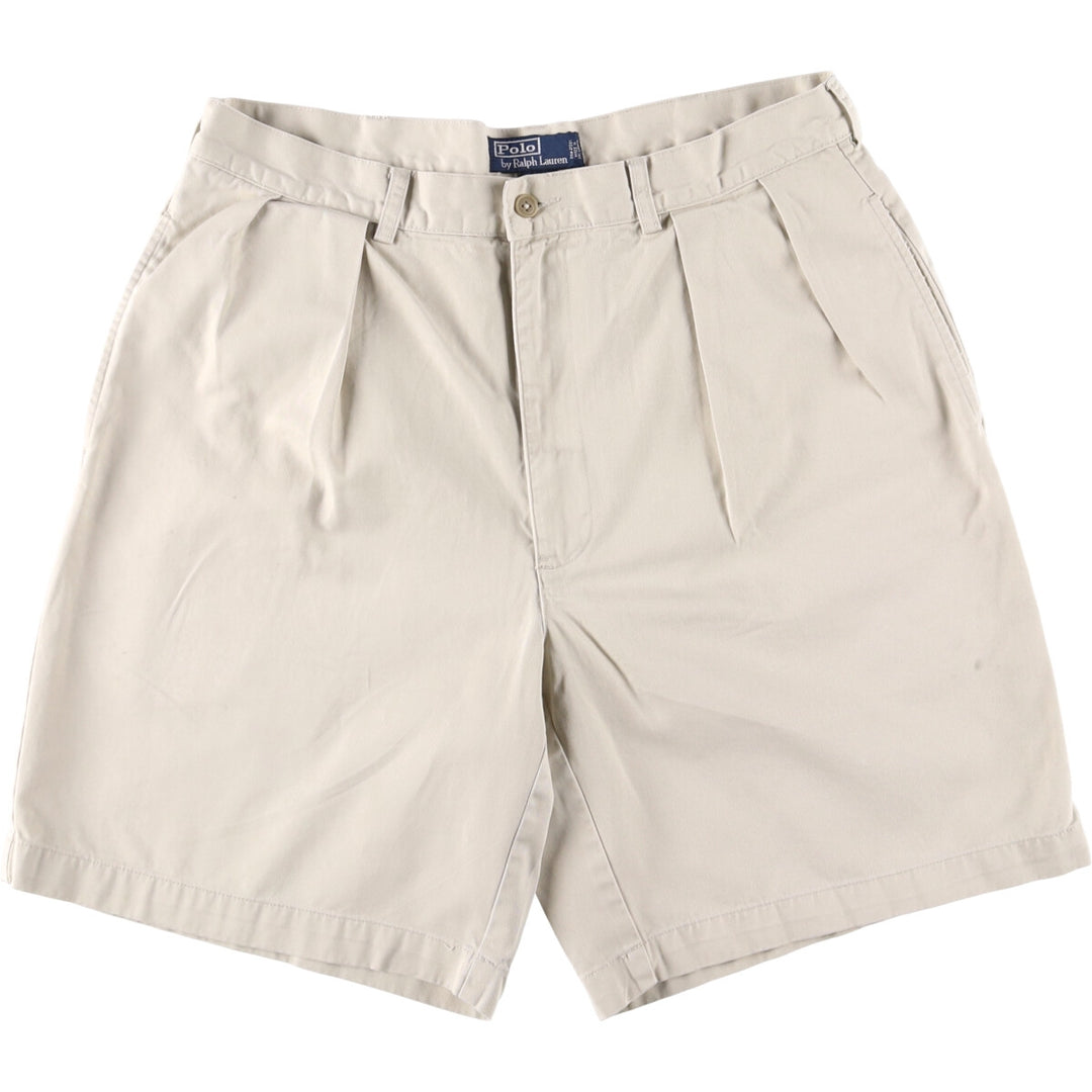 Ralph Lauren POLO by Ralph Lauren TYLER SHORT Two-pleat chino shorts, short pants, men's size W36 cotton Beige type Vintage Second Hand
