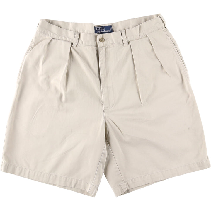 Ralph Lauren POLO by Ralph Lauren TYLER SHORT Two-pleat chino shorts, short pants, men's size W36 cotton Beige type Vintage Second Hand