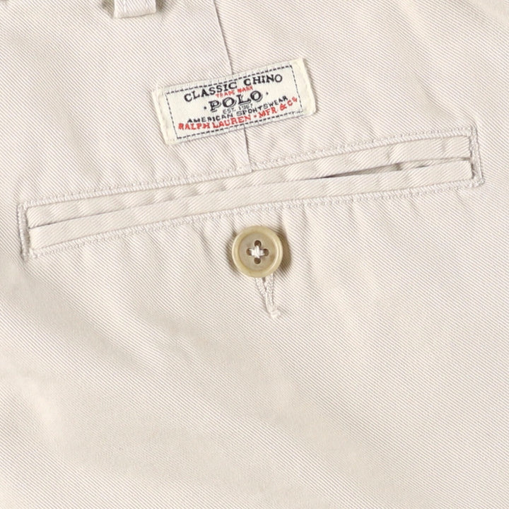 Ralph Lauren POLO by Ralph Lauren TYLER SHORT Two-pleat chino shorts, short pants, men's size W36 cotton Beige type Vintage Second Hand