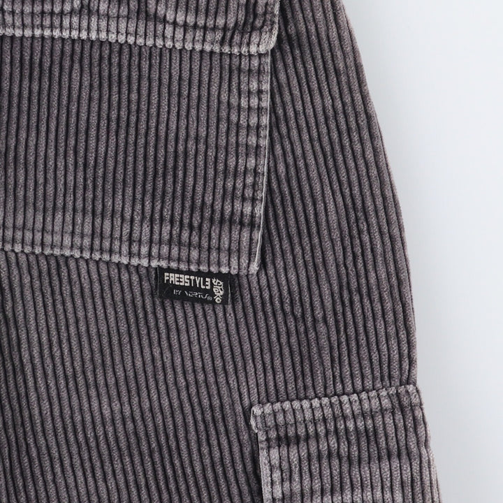VERTUS Wide Ribbed Corduroy Cargo Pants, Women's Size L (W28) cotton gray type Vintage Second Hand