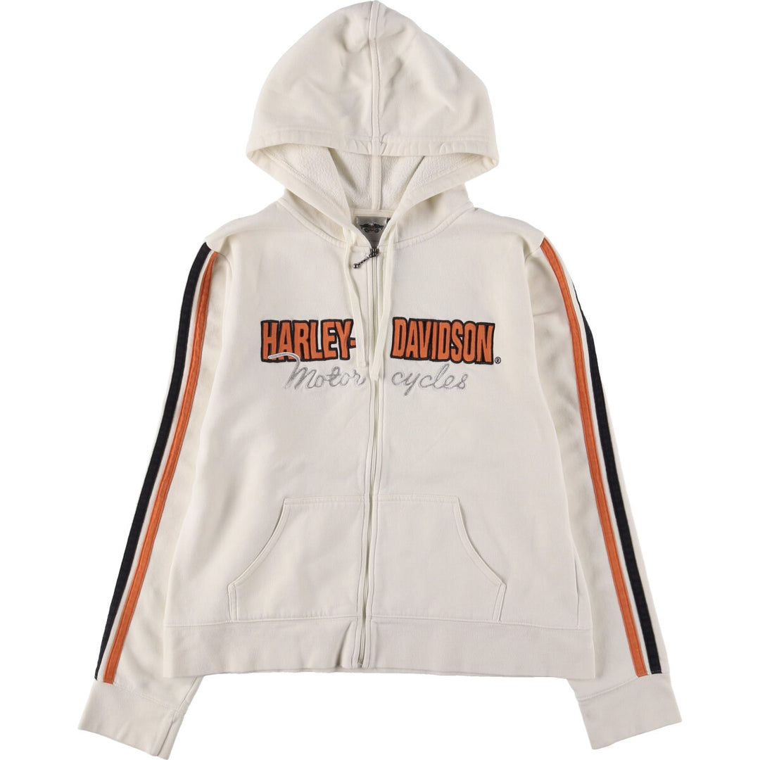 Harley-Davidson Women's Full-Zip Hoodie (XL) cotton pale white type Vintage Second Hand
