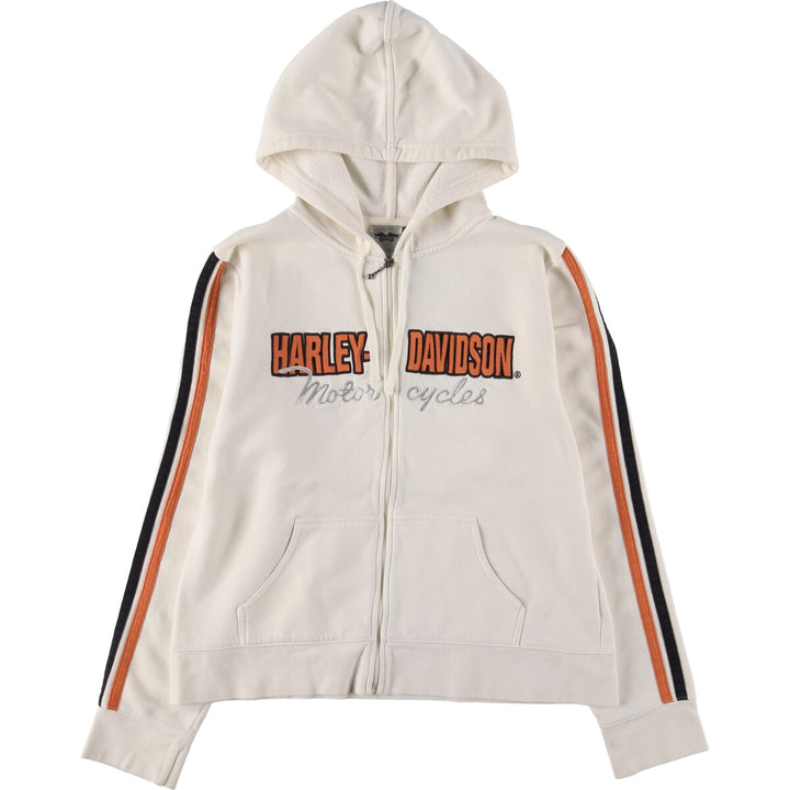 Harley-Davidson Women's Full-Zip Hoodie (XL) cotton pale white type Vintage Second Hand