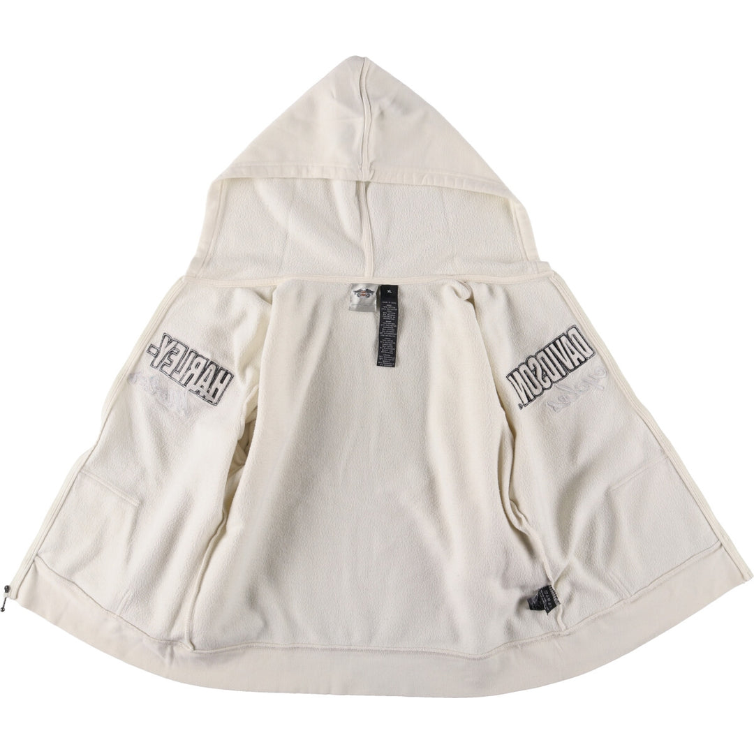 Harley-Davidson Women's Full-Zip Hoodie (XL) cotton pale white type Vintage Second Hand