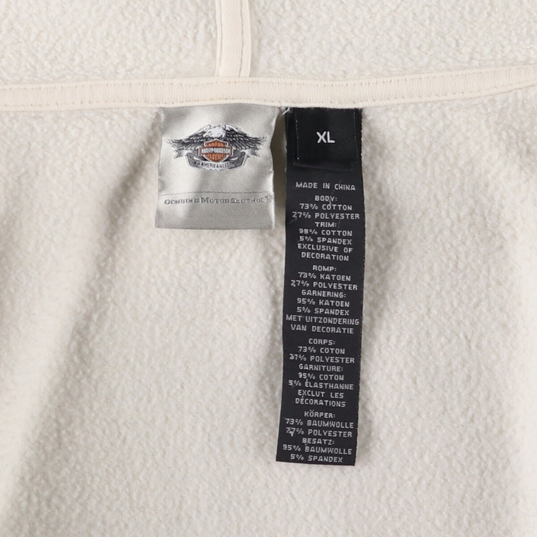 Harley-Davidson Women's Full-Zip Hoodie (XL) cotton pale white type Vintage Second Hand
