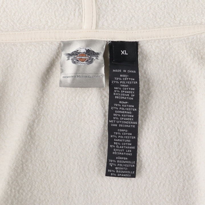 Harley-Davidson Women's Full-Zip Hoodie (XL) cotton pale white type Vintage Second Hand