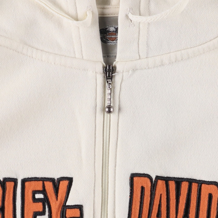Harley-Davidson Women's Full-Zip Hoodie (XL) cotton pale white type Vintage Second Hand