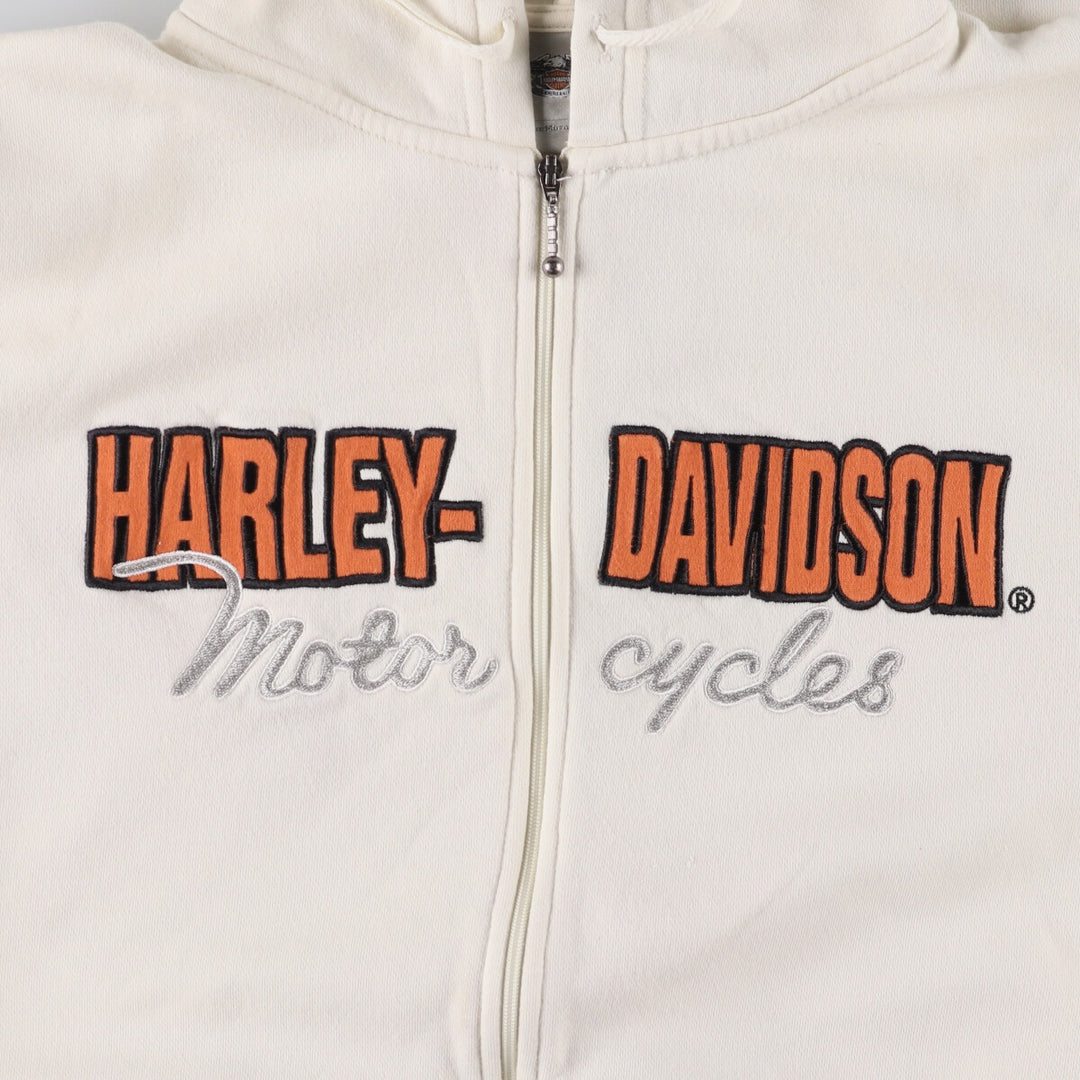 Harley-Davidson Women's Full-Zip Hoodie (XL) cotton pale white type Vintage Second Hand