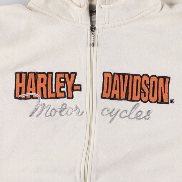 Harley-Davidson Women's Full-Zip Hoodie (XL) cotton pale white type Vintage Second Hand