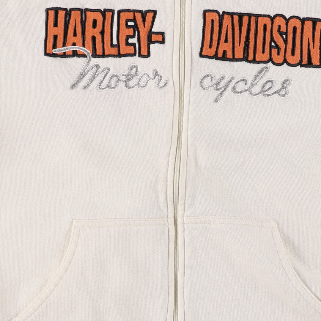 Harley-Davidson Women's Full-Zip Hoodie (XL) cotton pale white type Vintage Second Hand