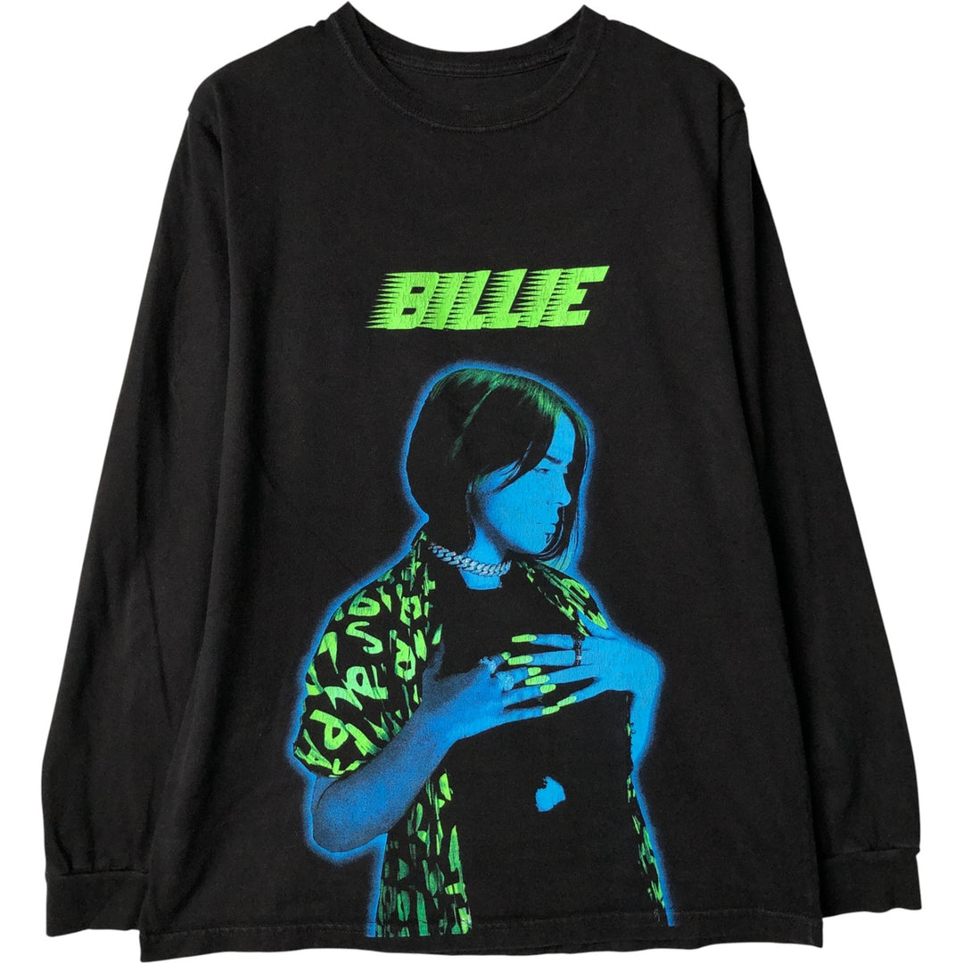 BILLIE EILISH Billie Eilish Long T-shirt Band T-shirt Band T-shirt Men's M size cotton black type Vintage Second Hand