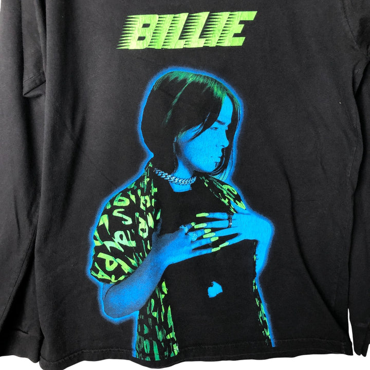 BILLIE EILISH Billie Eilish Long T-shirt Band T-shirt Band T-shirt Men's M size cotton black type Vintage Second Hand